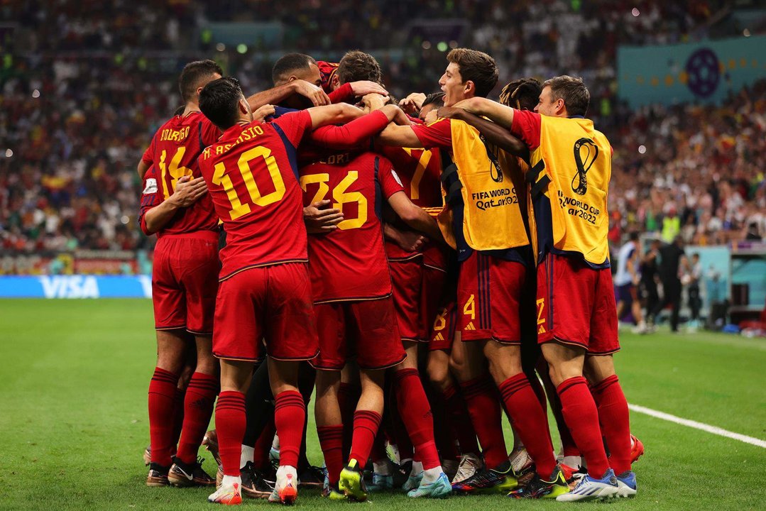 España celebra un gol ante Alemania EFE/EPA/Friedemann Vogel